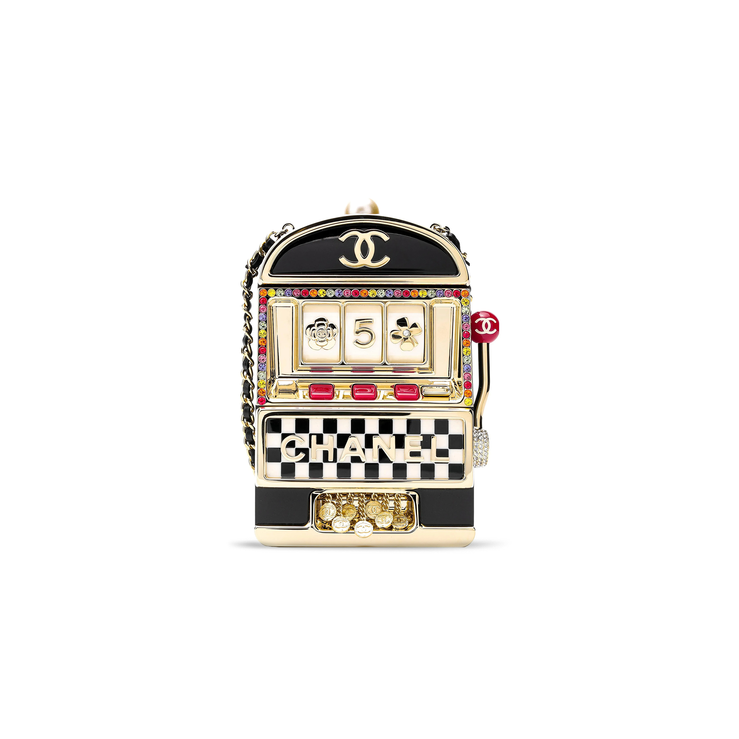 CHANEL MASTER CASINO MONACO SLOT MACHINE MINAUDIERE WITH GOLD HARDWARE AS3715 (16*9*4cm)